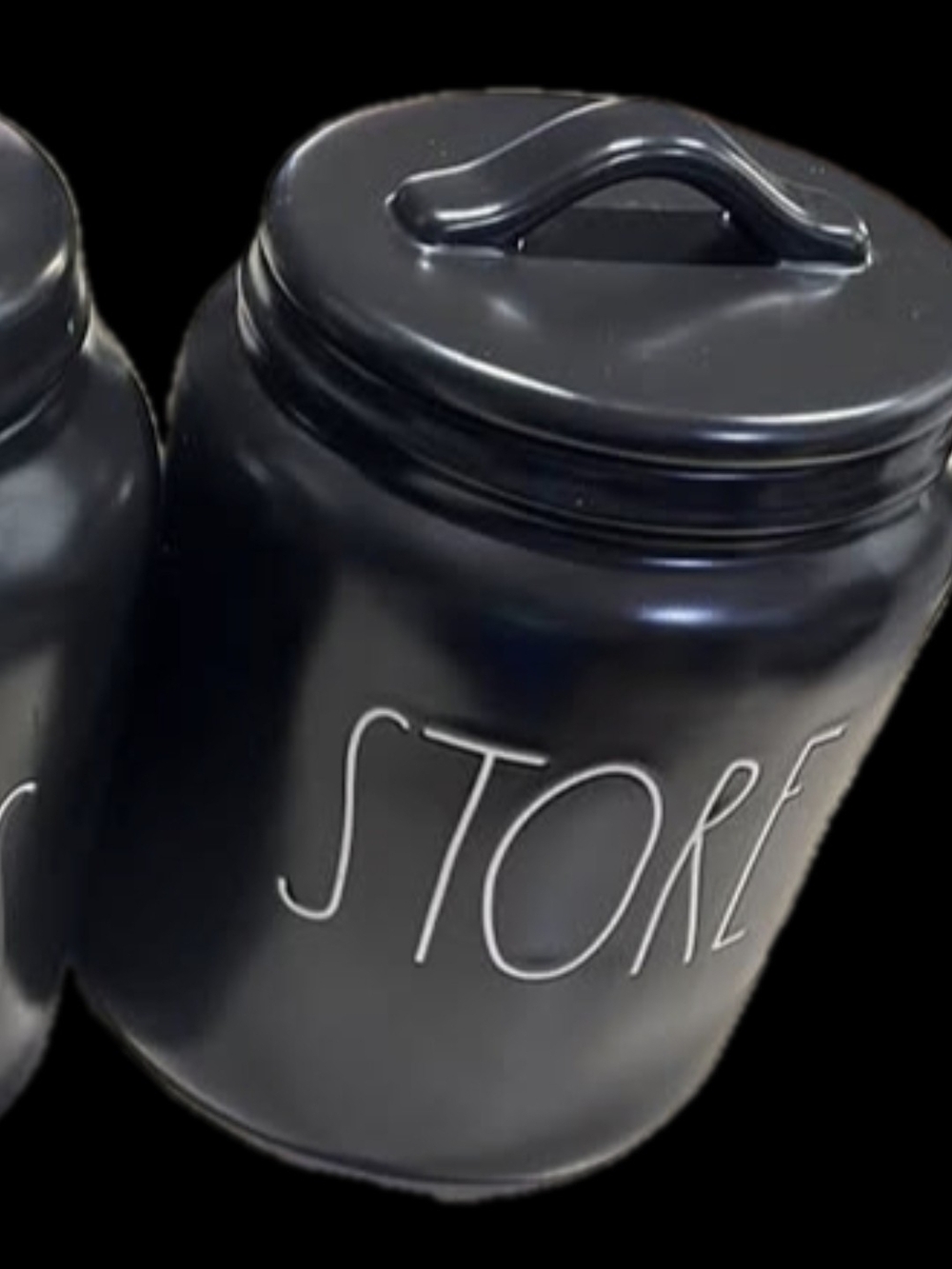 Rae Dunn Black 'STORE' Ceramic Canister with Lid